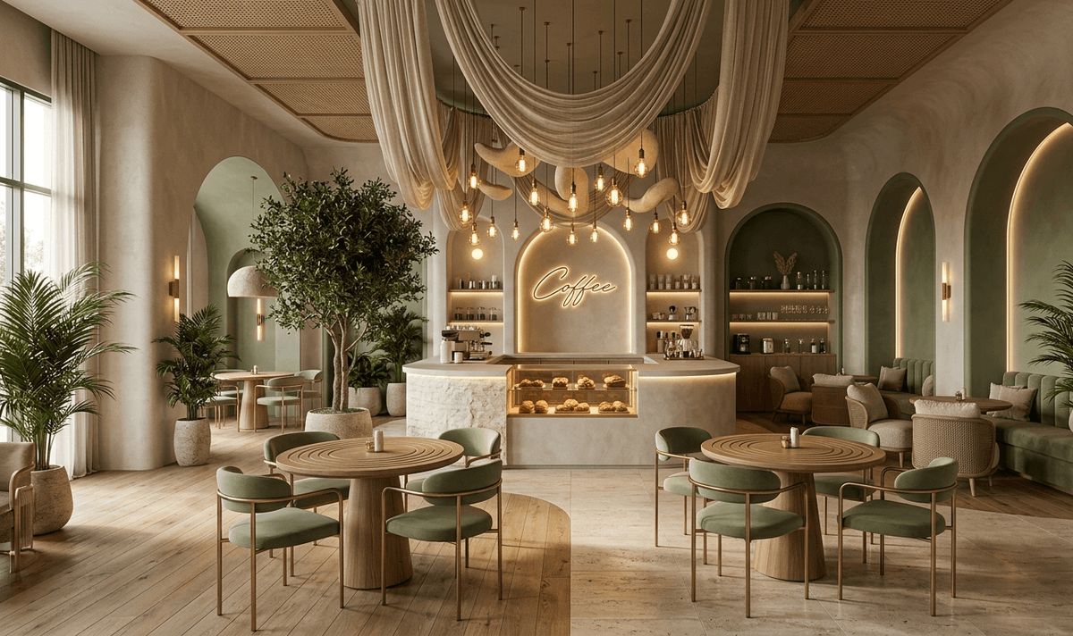 Modern cafe interior renovation in Dubai