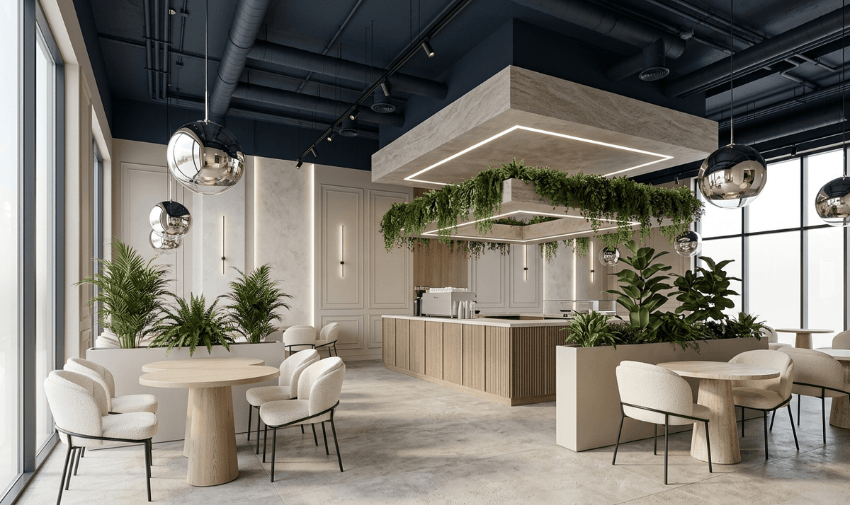 Contemporary cafe interior design in Dubai