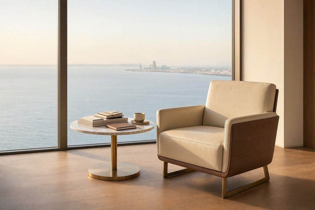 Luxury penthouse interior setting accompanying frequently asked questions about interior design in Dubai