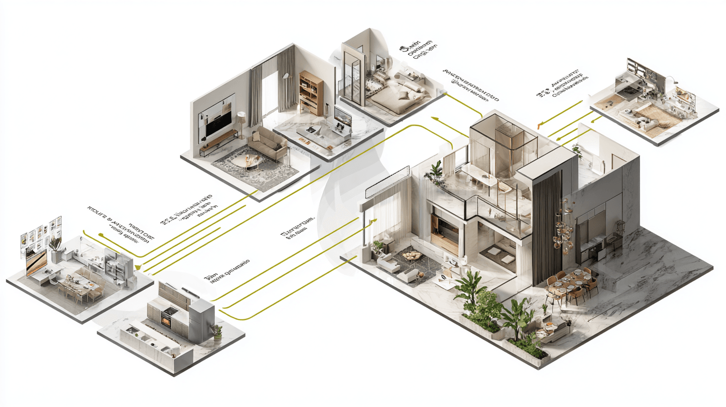 isual timeline of apartment renovation process in Dubai,