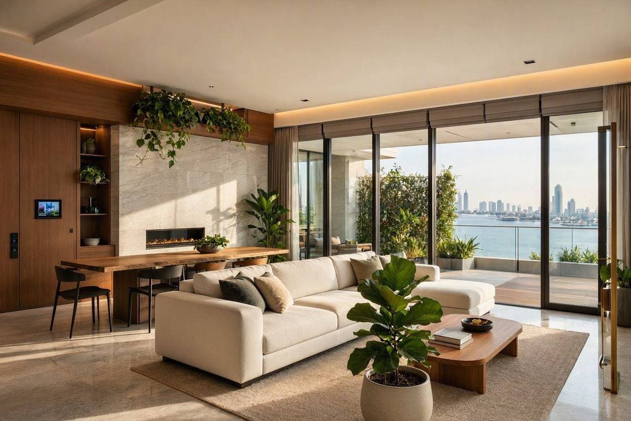 Latest 2026 penthouse interior design trends in Palm Jumeirah featuring biophilic elements and open-plan living by Casa Kraft