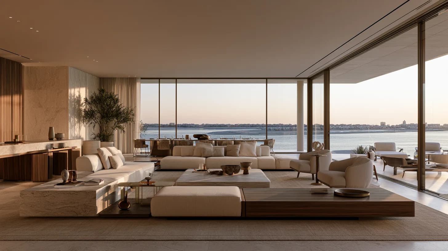 Modern Contemporary Apartment Design Palm Jumeirah Modern contemporary open-plan apartment interior in Palm Jumeirah