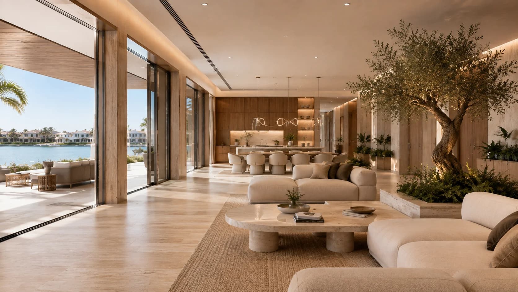 Palm Jumeirah Villa Interior Trends Modern Palm Jumeirah villa interior with natural materials and biophilic design
