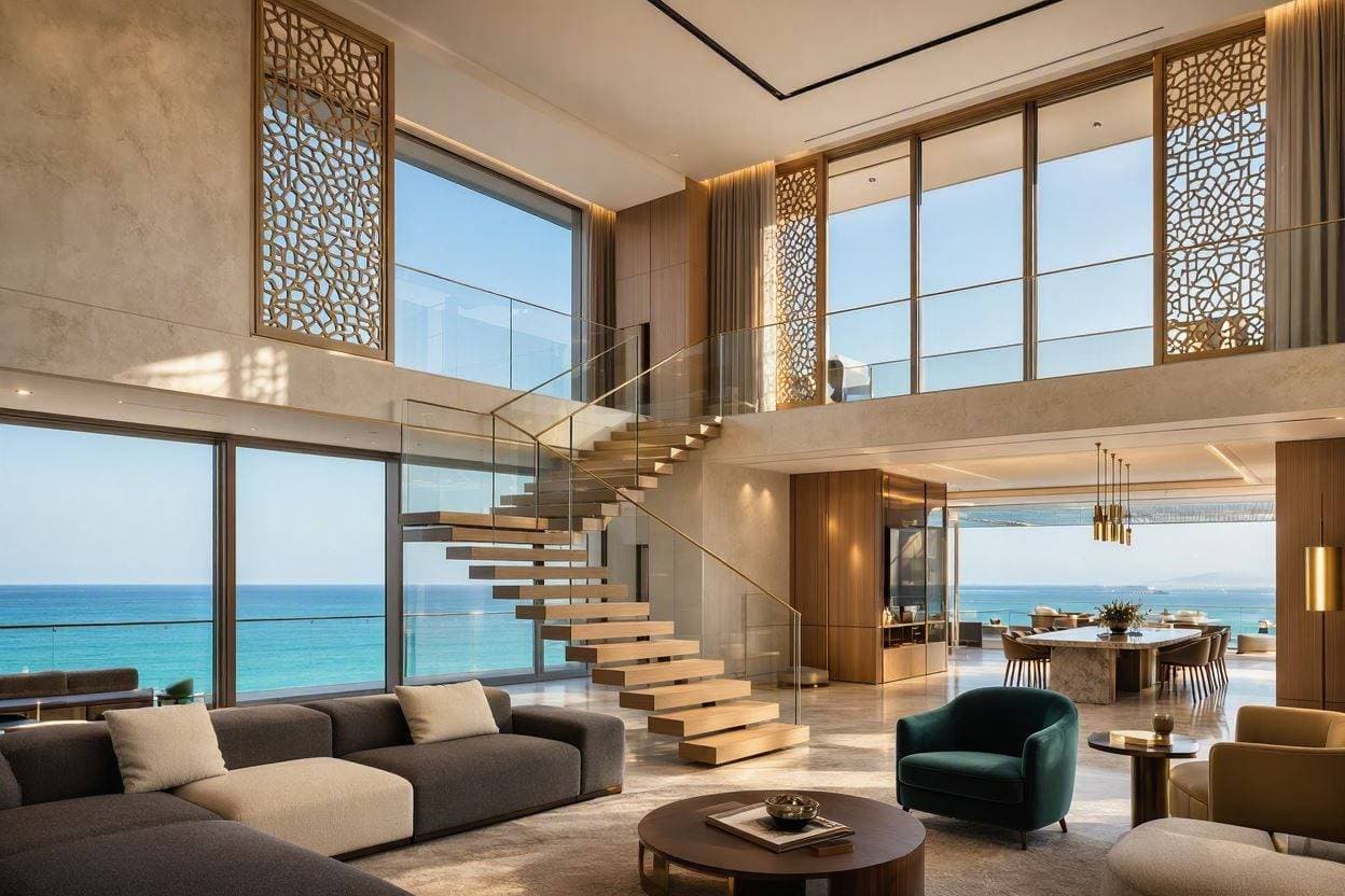 Various penthouse interior design styles including waterfront and duplex residences in Palm Jumeirah by Casa Kraft