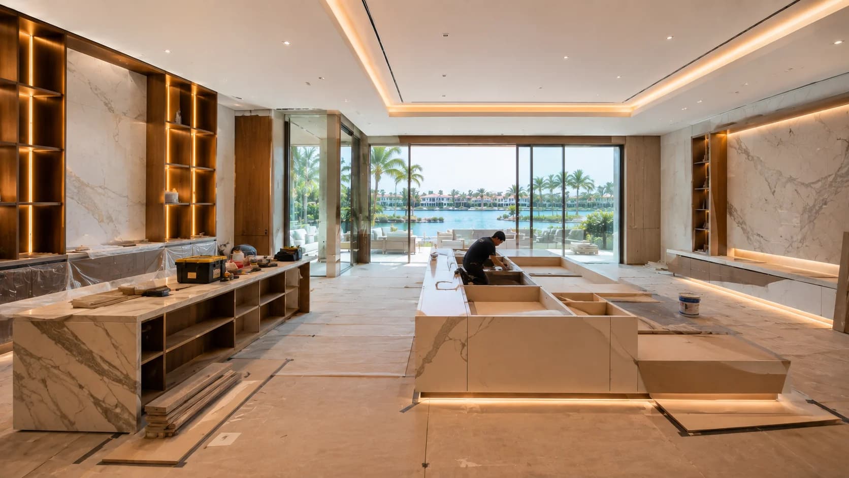 Palm Jumeirah Villa Fit-Out Luxury villa interior fit-out and bespoke joinery installation in Palm Jumeirah